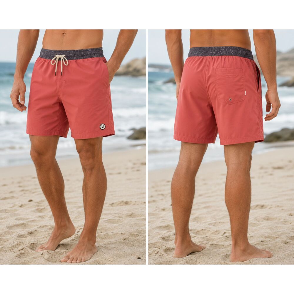 Vuori Banks Swim Shorts XL Coral Pink Board Shorts Lined Performance Swim Trunks